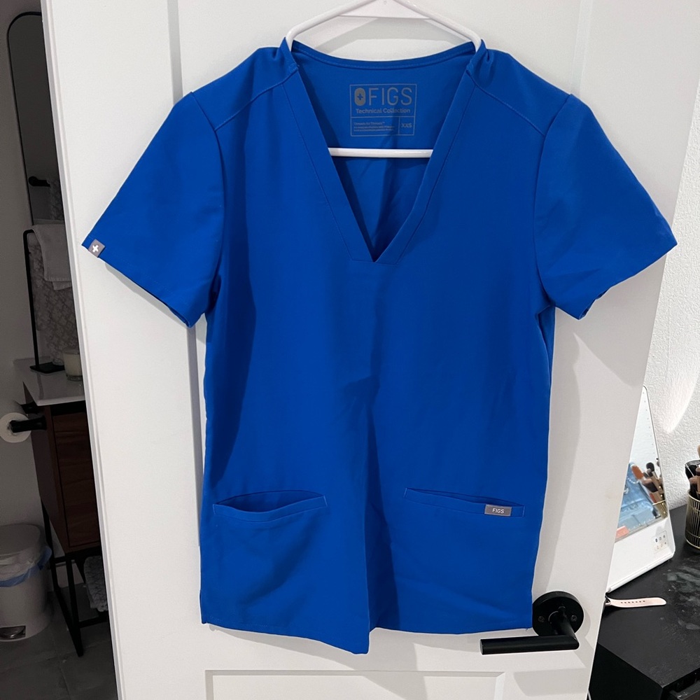 Figs Royal Blue Scrub Top
